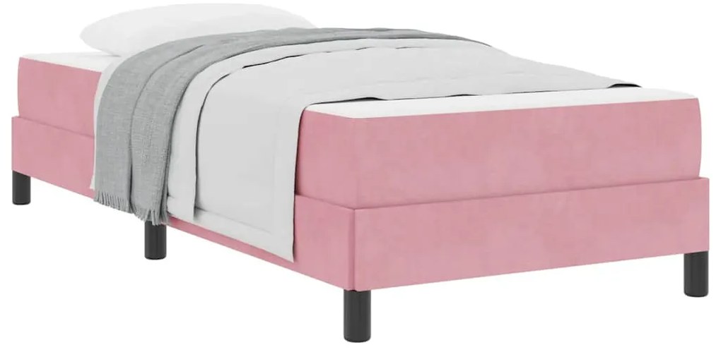vidaXL Κρεβάτι box spring με στρώμα Ροζ 80 x 200 cm Βελούδο
