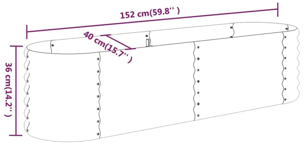 Ζαρντινιέρα Υπερυψωμένη Γκρι 152x40x36 εκ. Ατσάλι Ηλεκτρ. Βαφή - Γκρι