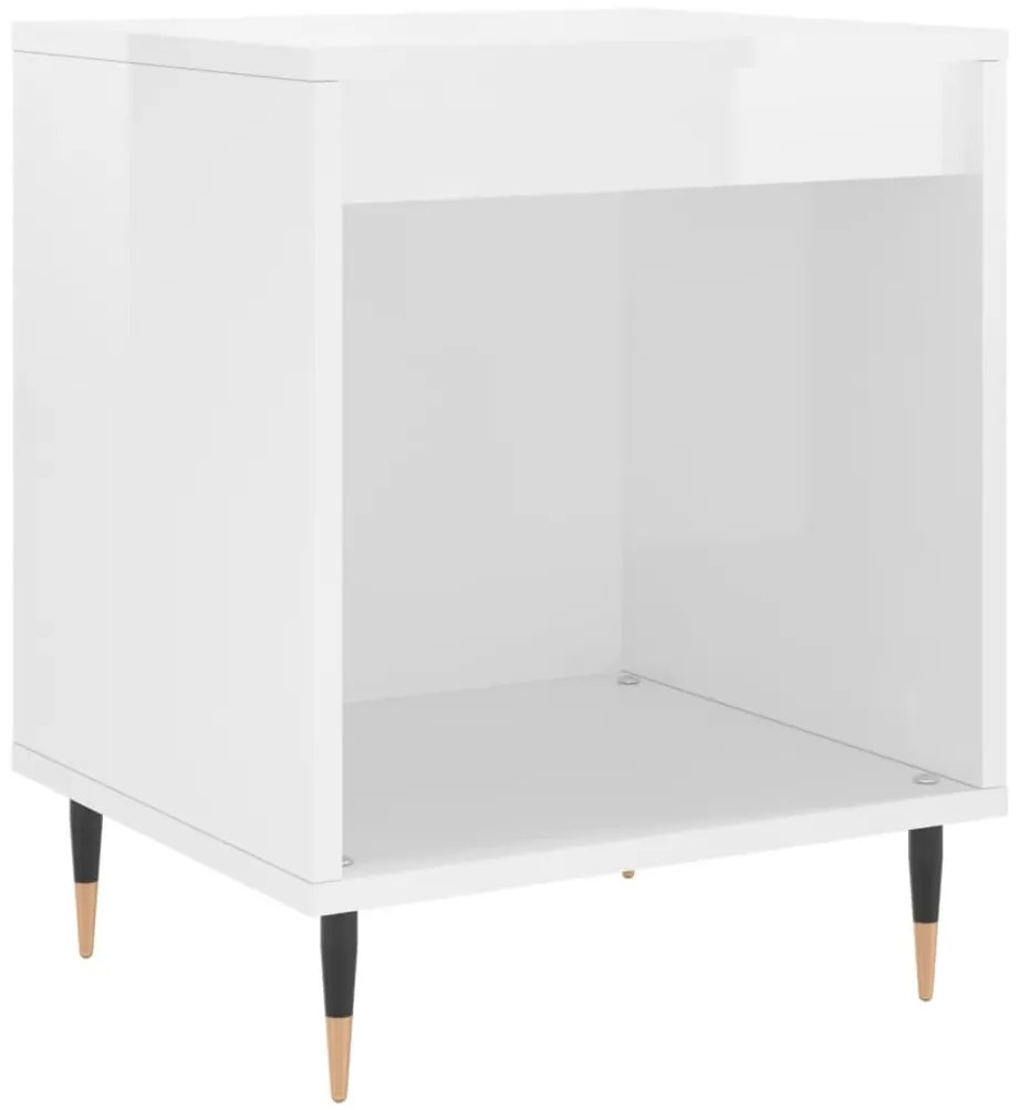 vidaXL Κομοδίνα 2 τεμ. Γυαλ. Λευκό 40 x 35 x 50 εκ. Επεξεργασμένο Ξύλο