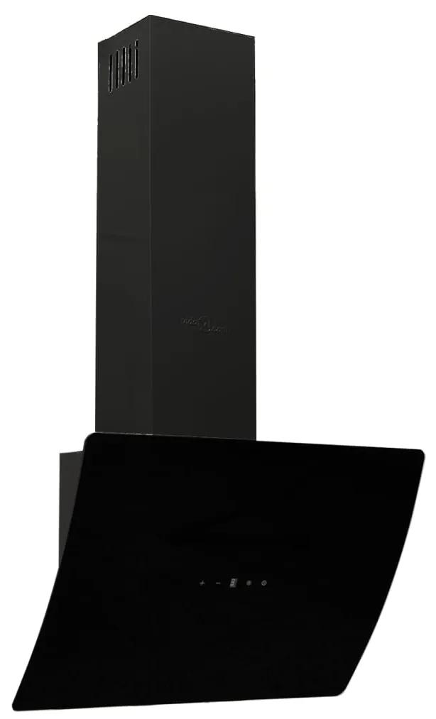 vidaXL Απορροφητήρας Τοίχου Μαύρος 60 εκ. από Ατσάλι και Ψημένο Γυαλί
