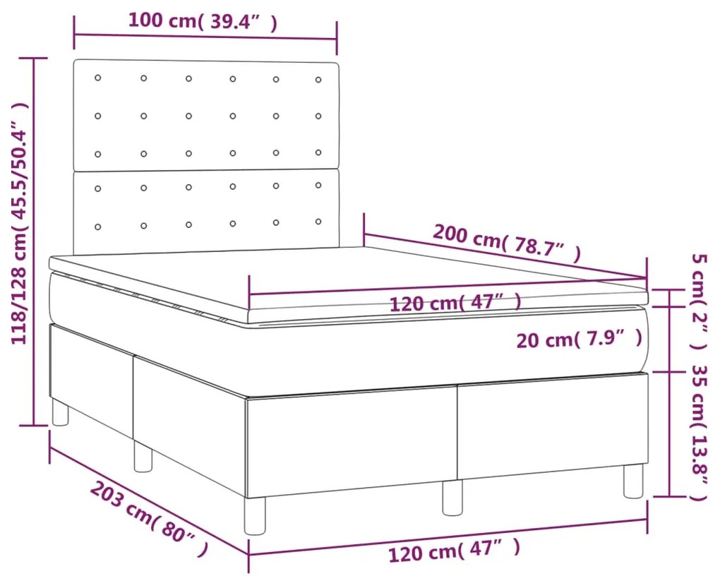 ΚΡΕΒΑΤΙ BOXSPRING ΜΕ ΣΤΡΩΜΑ &amp; LED ΡΟΖ 120X200 ΕΚ. ΒΕΛΟΥΔΙΝΟ 3136358