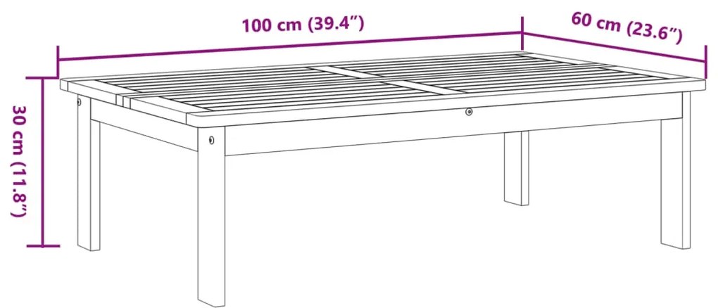 Τραπέζι Κήπου 100 x 60 x 30 εκ. από Μασίφ Ξύλο Ακακίας - Καφέ