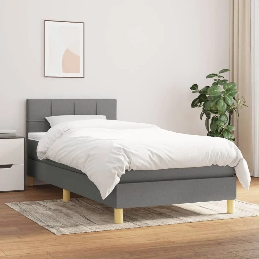 ΚΡΕΒΑΤΙ BOXSPRING ΜΕ ΣΤΡΩΜΑ ΣΚΟΥΡΟ ΓΚΡΙ 90X200 ΕΚ. ΥΦΑΣΜΑΤΙΝΟ 3140586