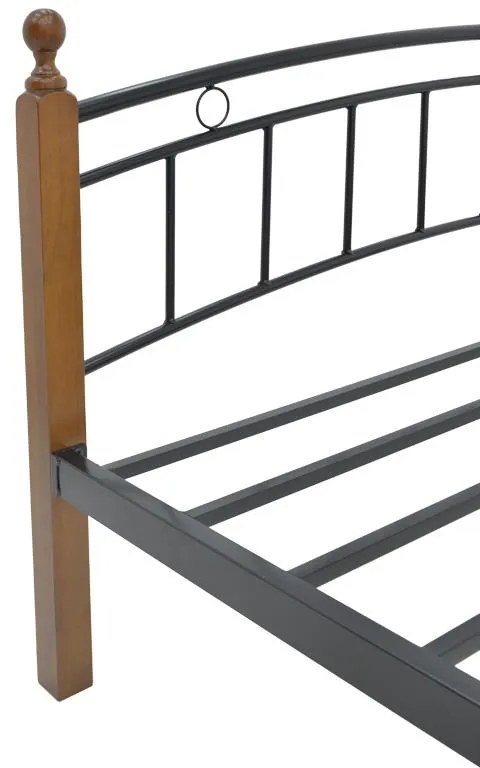 Κρεβάτι Clarive ξύλο σε καρυδί απόχρωση-μαύρο μέταλλο 150x200εκ 150x200x84 εκ.