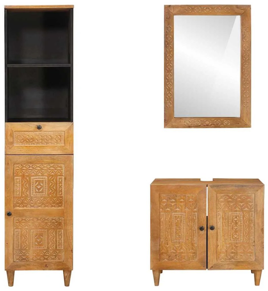 vidaXL Σετ Επίπλων Μπάνιου με συρτάρι 3 pcs Καφέ 38 x 33 x 160 εκ.