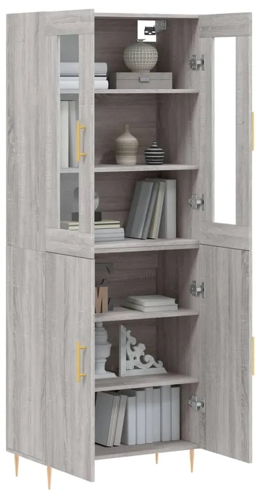 vidaXL Ντουλάπι Γκρι Sonoma 69,5 x 34 x 180 εκ. Επεξεργασμένο Ξύλο