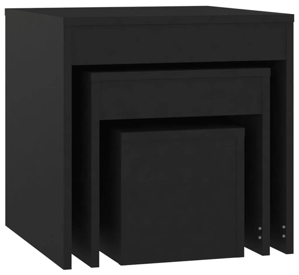 vidaXL Τραπεζάκια Ζιγκόν 3 τεμ. Μαύρα από Επεξεργασμένο Ξύλο