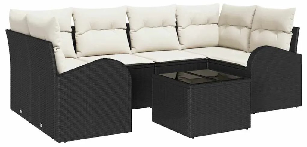 vidaXL Σετ Καναπέ Κήπου 7 pcs Μαύρο 55 x 55 x 37 εκ Πολυ ράταν