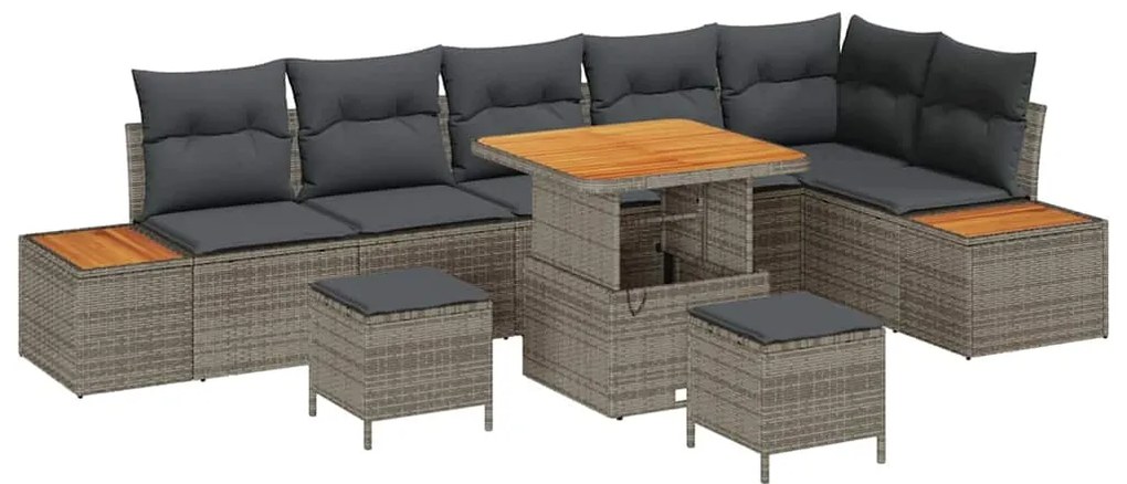vidaXL Σετ Καναπέ Κήπου 9 pcs Γκρι συνθετικό ρατάν