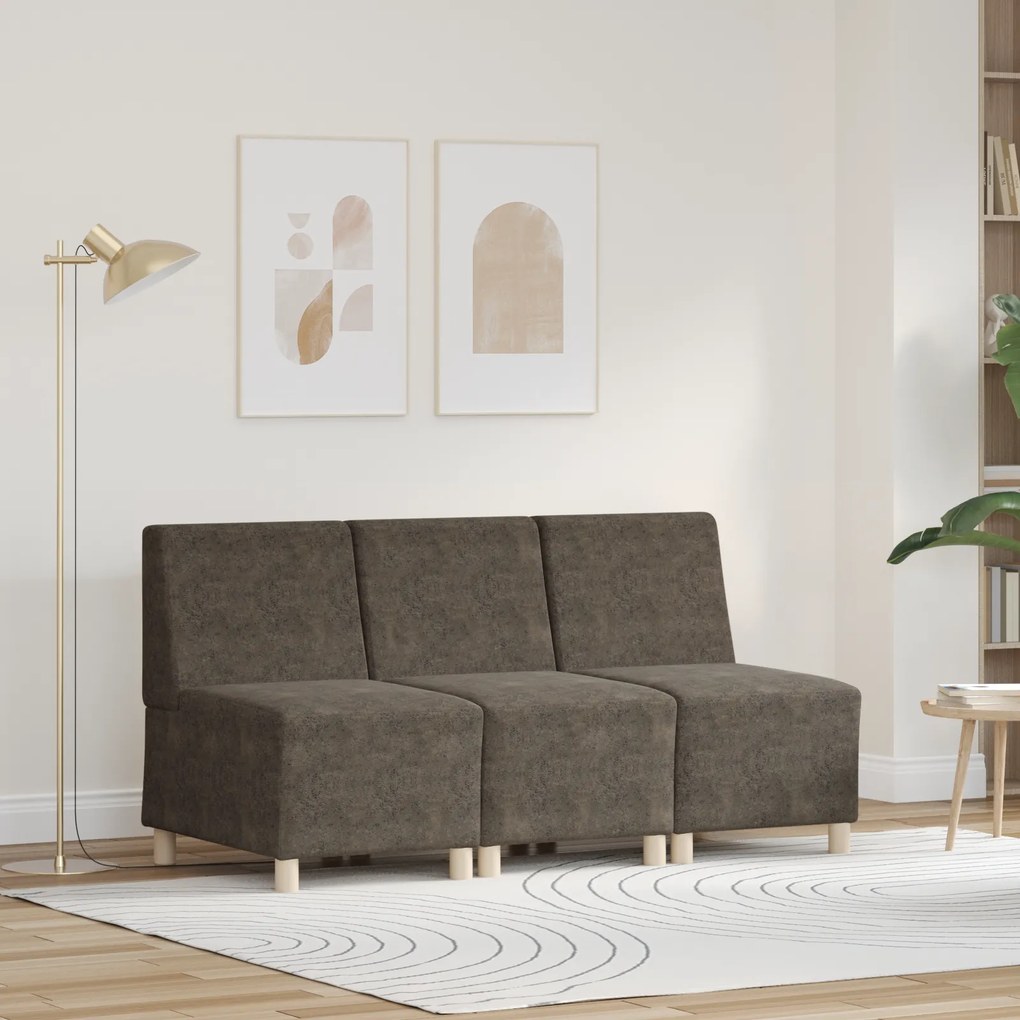 vidaXL Καθίσμα Σαλονιού 3 pcs Σκούρο Γκρι 55 εκ. Ψεύτικο σουέτ δέρμα