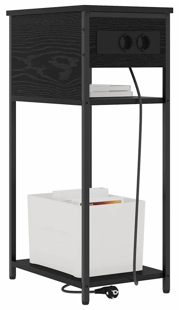 vidaXL Κομοδίνο Μαύρη δρυς 41 x 28 x 76 εκ. Επεξεργασμένο ξύλο