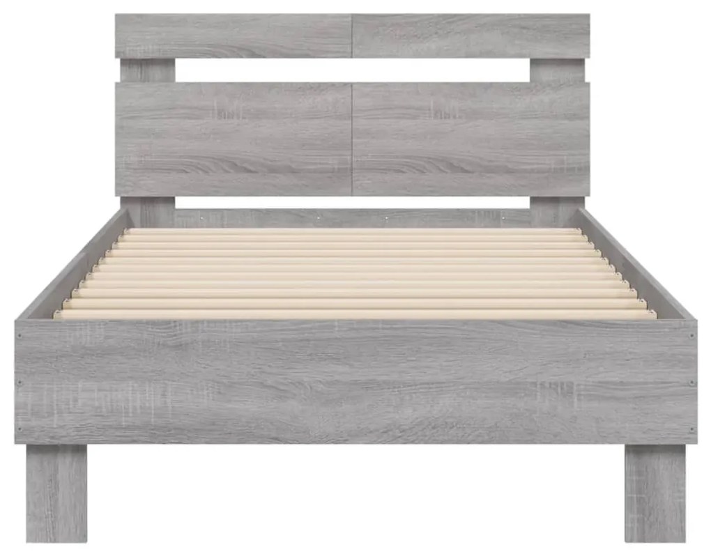 vidaXL Πλαίσιο Κρεβατιού με Κεφαλάρι και LED Γκρι sonoma 100 x 200 εκ.