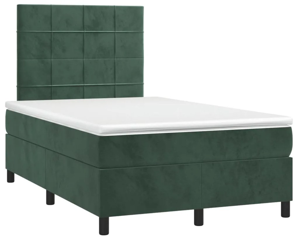 Κρεβάτι Boxspring με Στρώμα Σκούρο Πράσινο 120x200εκ. Βελούδινο 3143016