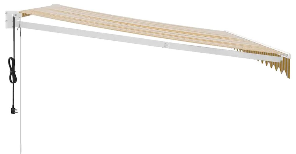 vidaXL Τέντα Πτυσσόμενη Αυτόματη Κίτρινο / Λευκό 4 x 3 μ.