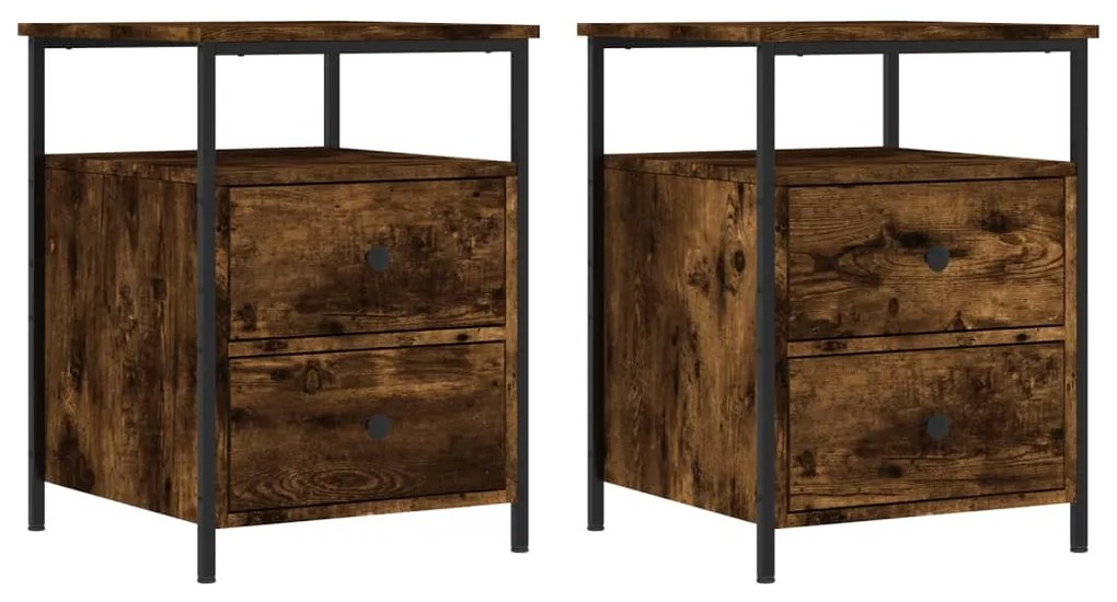vidaXL Κομοδίνα 2 τεμ. Καπνιστή Δρυς 44x45x60 εκ. Επεξεργασμένο Ξύλο
