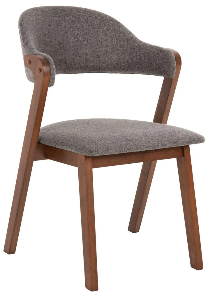 Καρέκλα RIDER Rubberwood Kαρυδί με ύφασμα Γκρί 59x59x83Yεκ. 2αδα 59x59x83 εκ.