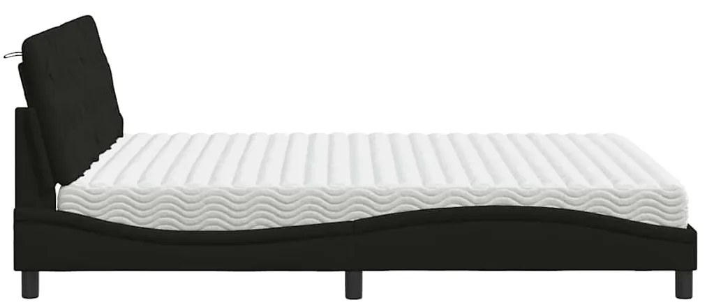 vidaXL Κρεβάτι με Στρώμα Μαύρο 160x200 εκ. Υφασμάτινο