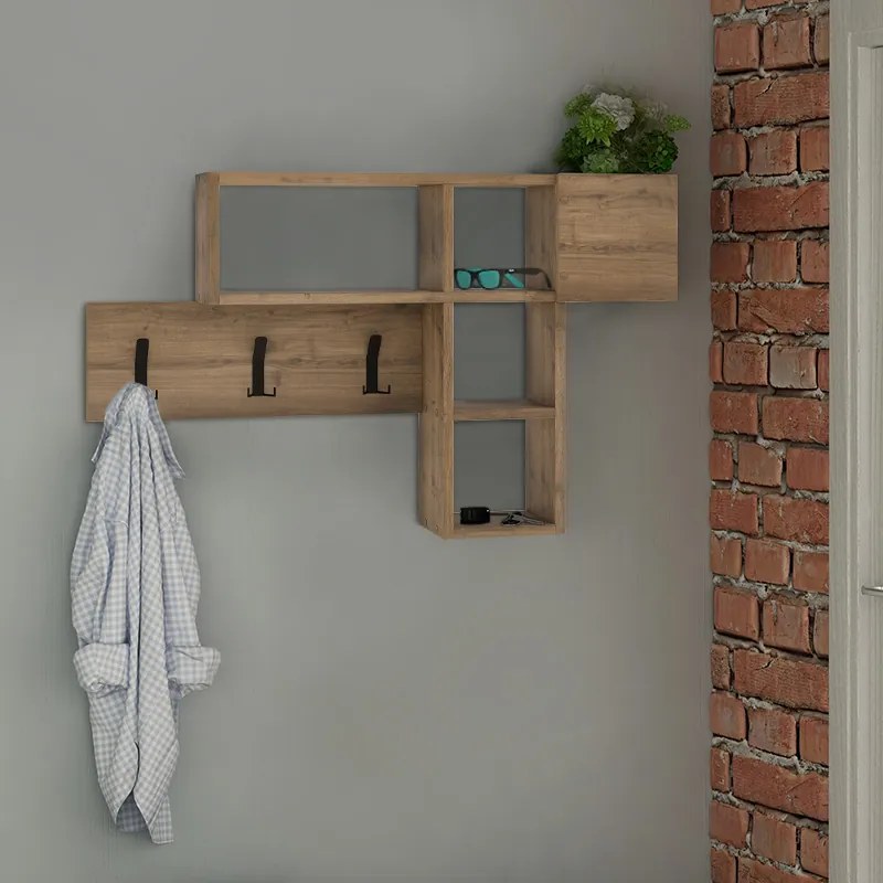 Κρεμάστρα τοίχου Game Megapap χρώμα ανοιχτό καρυδί 99,5x15x61εκ.