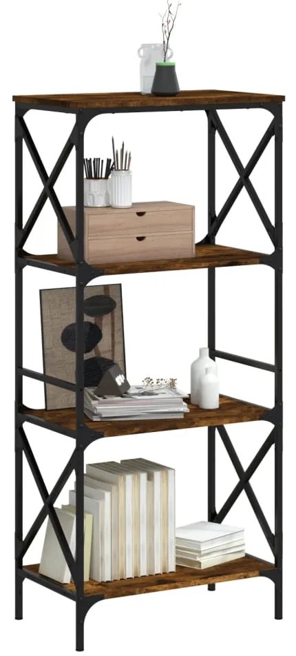 vidaXL Βιβλιοθήκη 4 Επιπέδων Καπνιστή Δρυς 59x35x132 εκ. Επεξεργ. Ξύλο