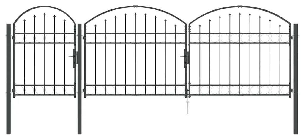 vidaXL Πύλη Κήπου με Καμπύλη Κορυφή Γκρι 4 x 1,25 m Ατσάλι