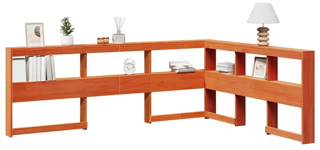 vidaXL βιβλιοθήκη κεφαλάρι σε σχήμα L Καφέ Κεριού 140 εκ. Ξύλο Πεύκου