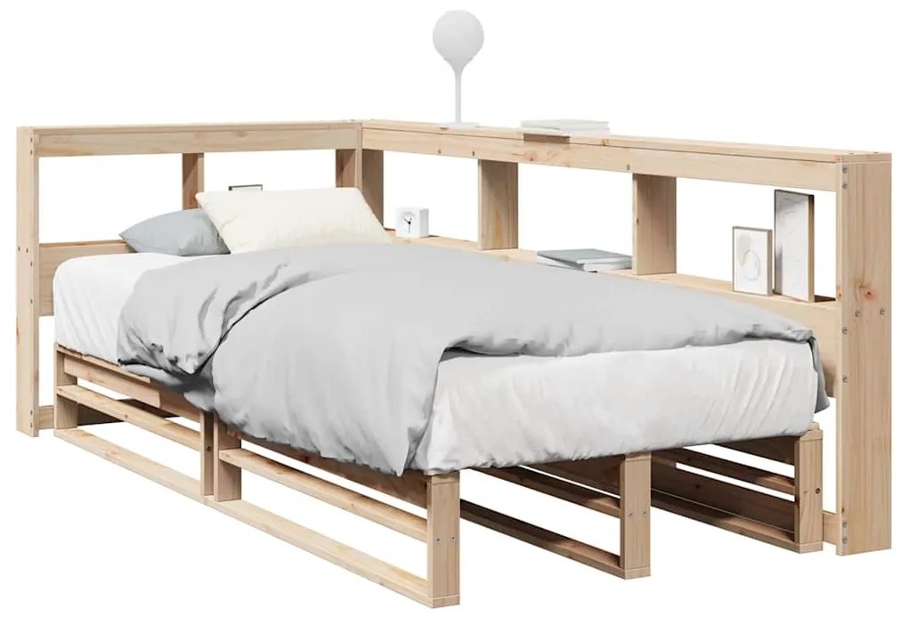 Κρεβάτι Βιβλιοθήκη Χωρίς Στρώμα 90x190 εκ Μασίφ Ξύλο Πεύκου