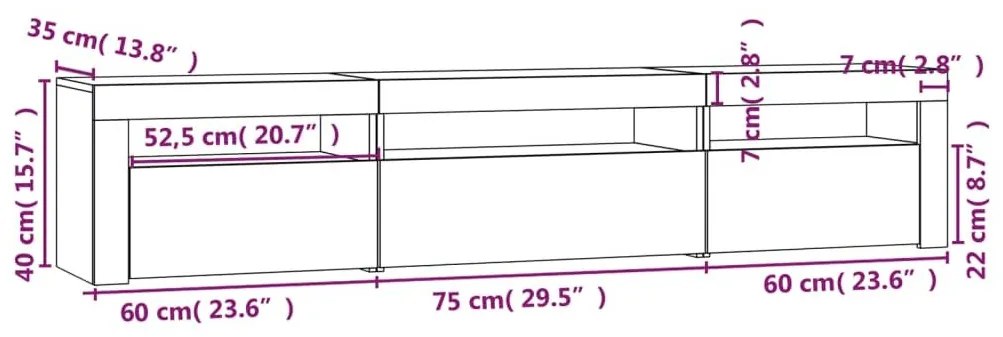 Έπιπλο Τηλεόρασης με LED Καφέ Δρυς 195x35x40 εκ. - Καφέ