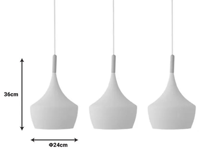 Φωτιστικό οροφής τρίφωτο Eracile II pakoworld λευκό μέταλλο 84x36εκ