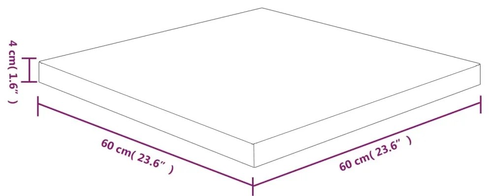 vidaXL Επιφάνεια Τραπεζιού Τετράγωνη Σκ. Καφέ 60x60x4 εκ. Ξύλο Δρυς