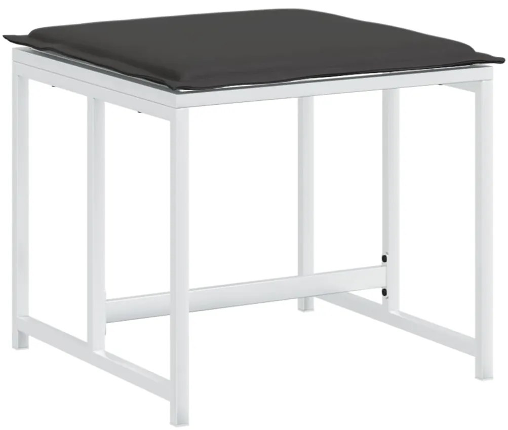 vidaXL Σετ Τραπεζαρίας Κήπου 17 τεμ. Λευκός από Textilene με Μαξιλάρια