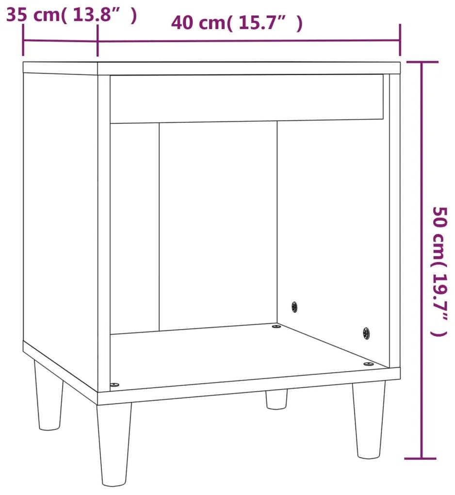 Κομοδίνο Γυαλ. Λευκό 40 x 35 x 50 εκ. από Επεξεργασμένο Ξύλο - Λευκό