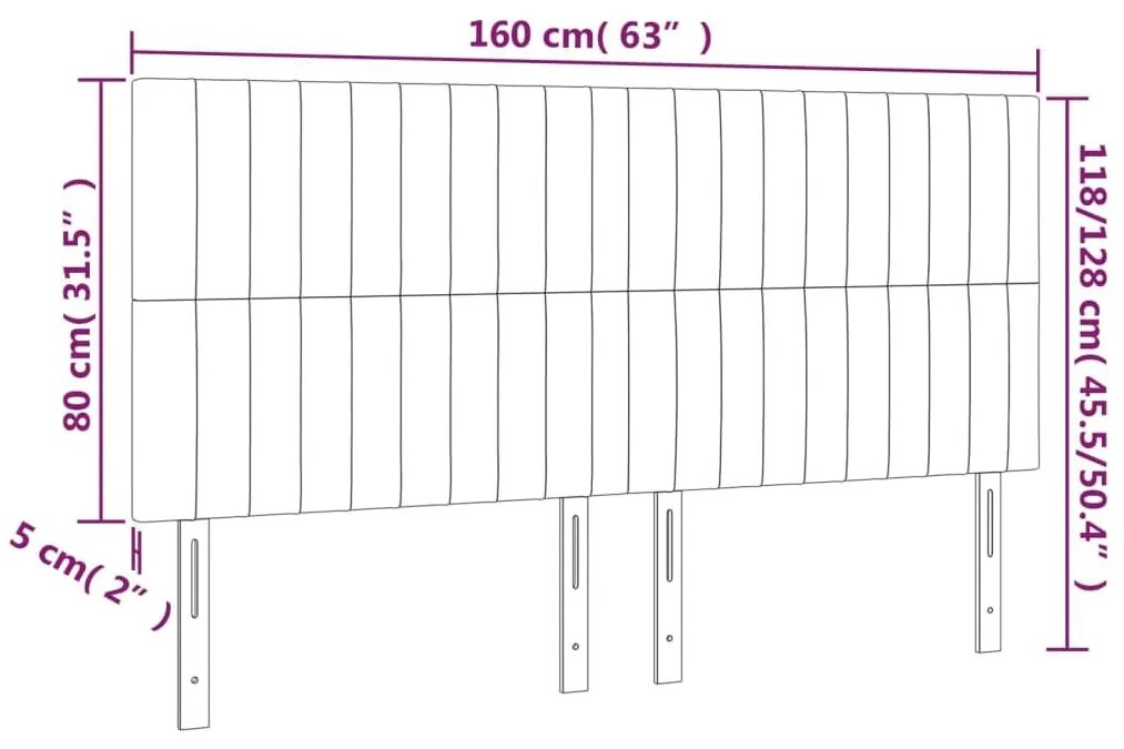 Κεφαλάρι Κρεβατιού LED Ανοιχτό Γκρι 160x5x118/128 εκ. Βελούδινο - Γκρι