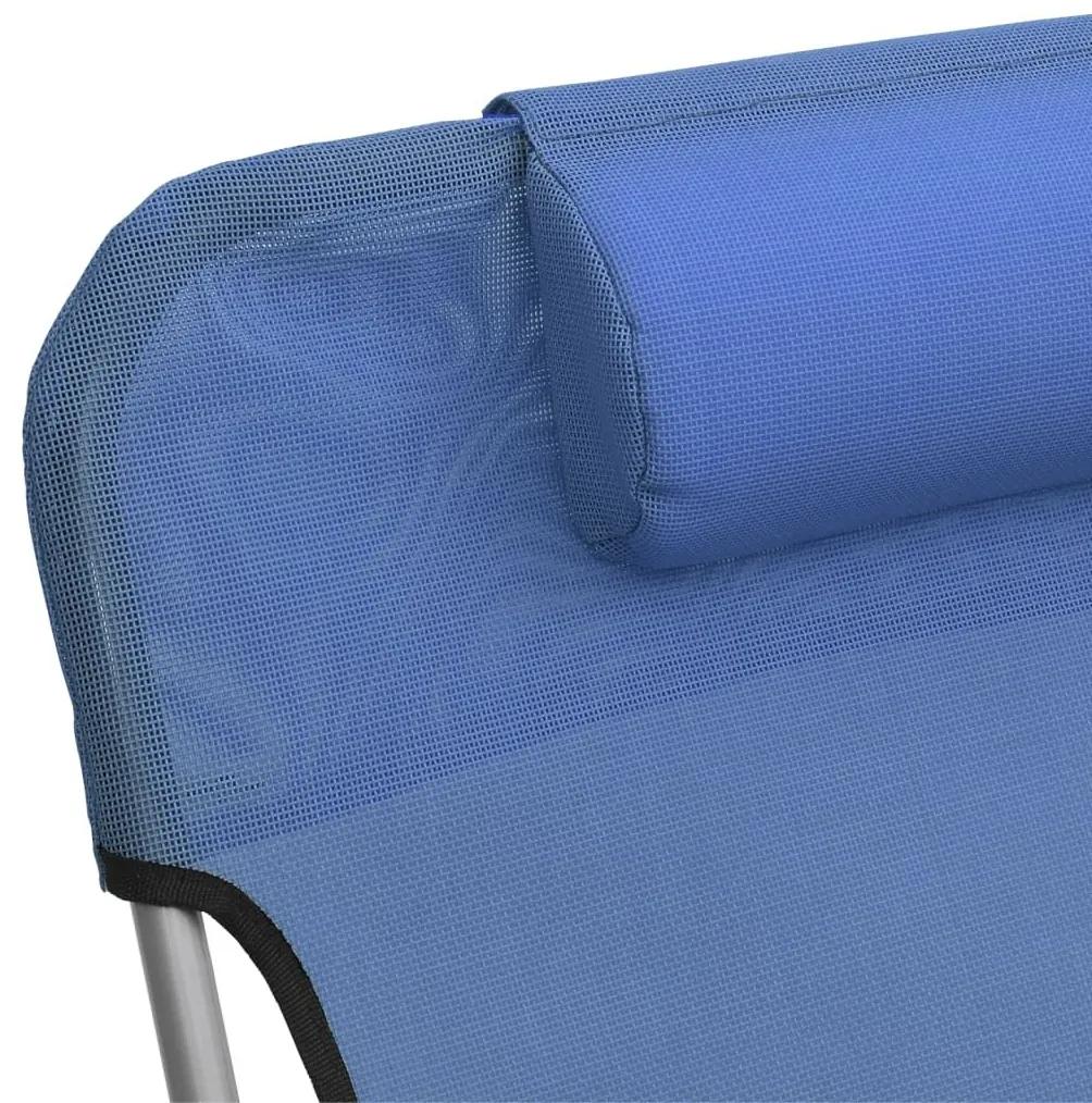 Ξαπλώστρες Πτυσσόμενες 2 τεμ. Μπλε από Textilene &amp; Ατσάλι - Μπλε