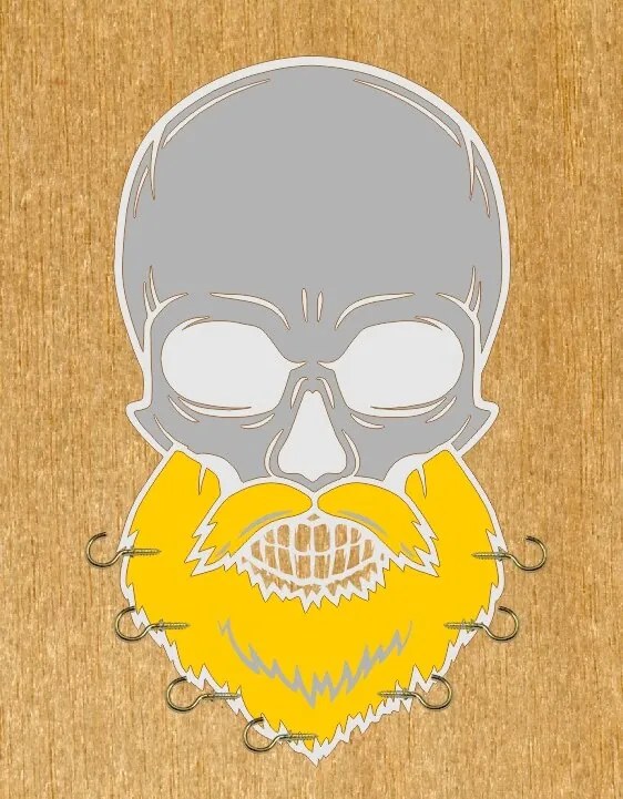 Intra απο ξύλο plywood 3mm-4mm πάχος - Κρανίο με Κρεμάστρα τοίχου γενειάδας Δίασταση 30x30 cm Intraeaxys-r7vm6ek7