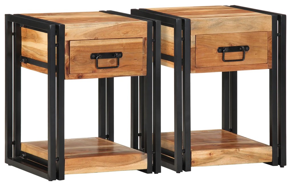 vidaXL Κομοδίνα 2 τεμαχίων 40x35x50 εκ Μασίφ Ξύλο Ακακίας