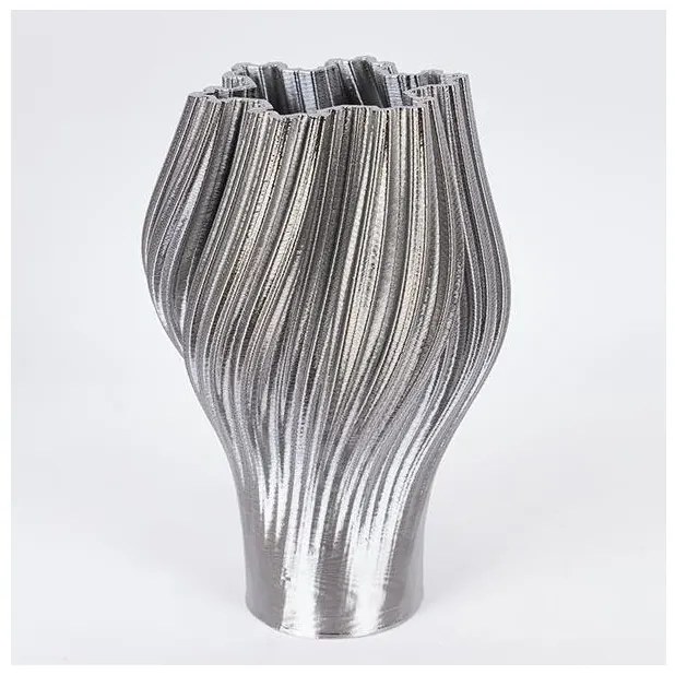 Βάζο Πορσελάνινο 3d Ασημί 19.5x19.5x30cm 752-21094 Estheti-752-21094-Ασημί 752-21094