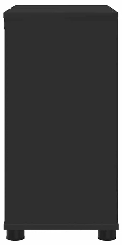 vidaXL Ντουλάπα νιπτήρα μπάνιου με ράφι με πόρτα Μαύρο 60 x 30 x 60 cm