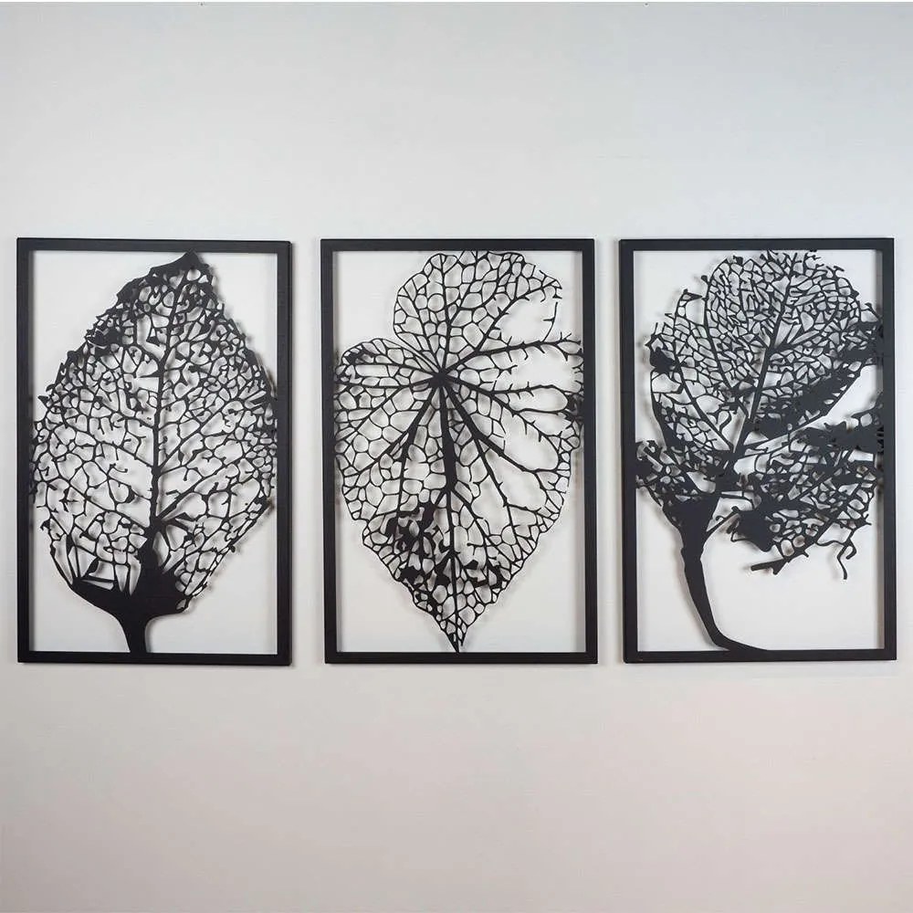 Διακοσμητικό Τοίχου Autumn (Σετ 3Τμχ) 507ATP1110 45x70cm Black Wallity Steel