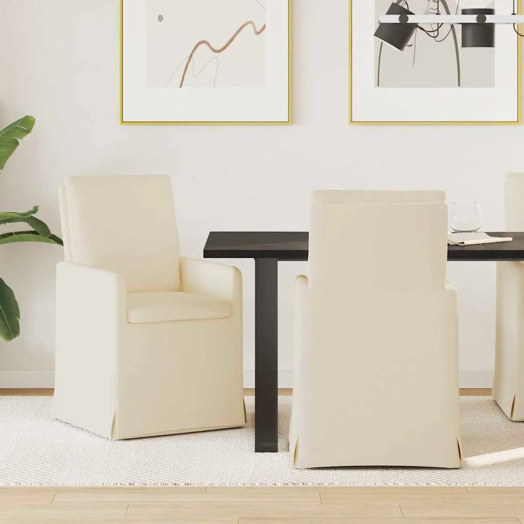 Καρέκλες φαγητού 2 pcs Μπεζ 57 x 67 x 98 εκ Λινό