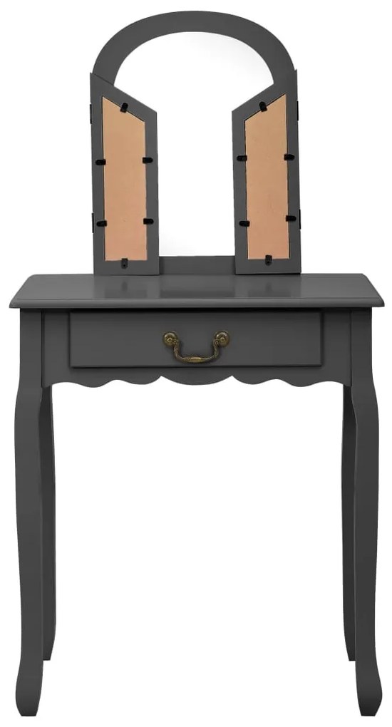 vidaXL Μπουντουάρ με Σκαμπό Γκρι 65x36x128 εκ. Ξύλο Παυλώνιας / MDF