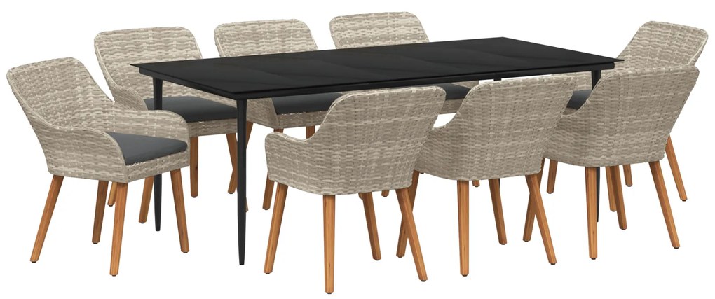 vidaXL Σετ τραπεζαρίας 9 pcs Ανοιχτό γκρι και Μαύρο Large