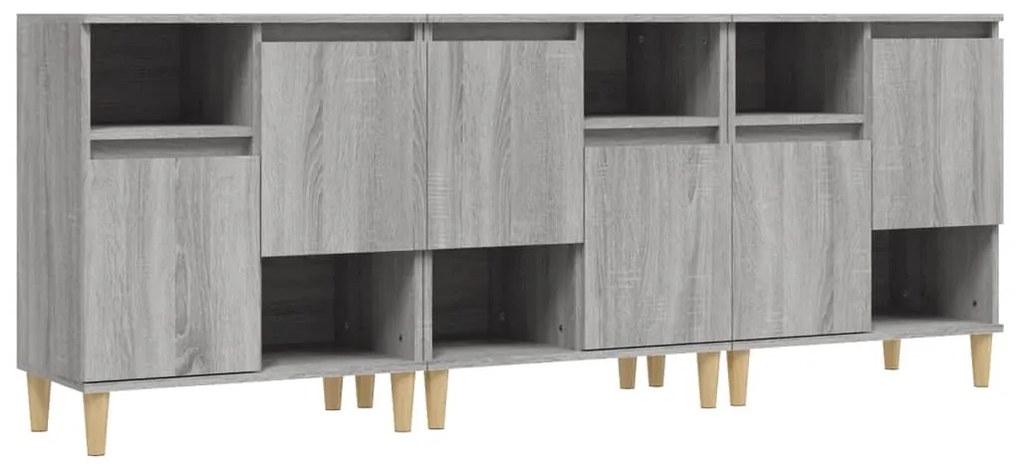 vidaXL Ντουλάπι 3 τεμ. Γκρι Sonoma 60x35x70 εκ. από Επεξεργασμένο Ξύλο