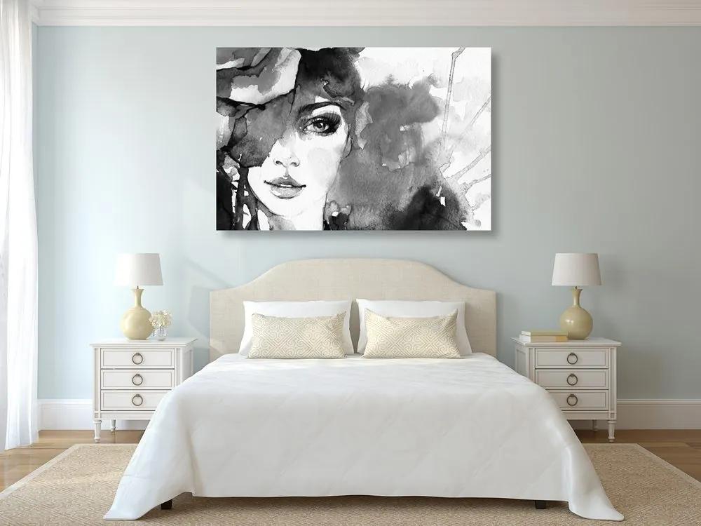 Εικόνα ασπρόμαυρο πορτρέτο μιας γυναίκας - 120x80