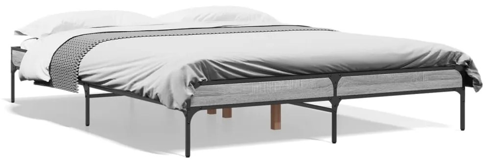 vidaXL Πλαίσιο Κρεβατιού Γκρι Sonoma 150x200 εκ. Επεξ. Ξύλο & Μέταλλο