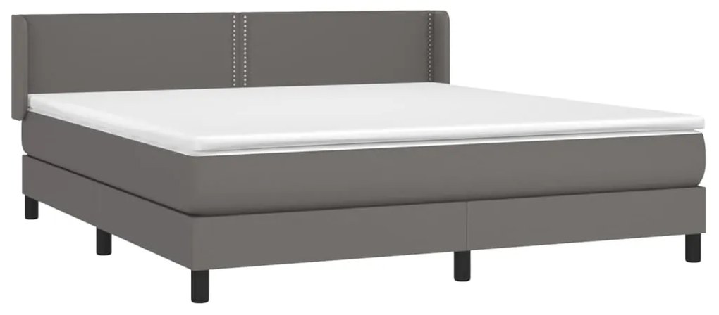 Κρεβάτι Boxspring με Στρώμα Γκρι 180x200 εκ. Συνθετικό Δέρμα - Γκρι