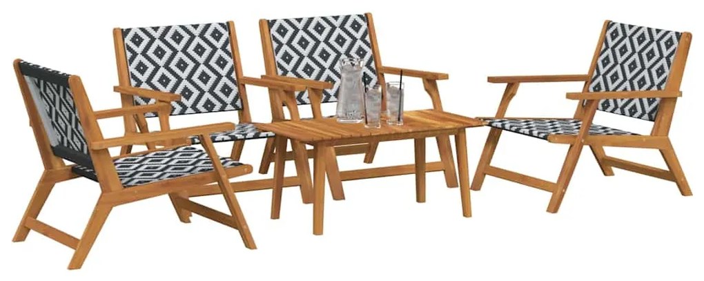 vidaXL Κήπου Καρέκλες με Τραπέζι 5 pcs Μαύρο 90 x 45 x 40 cm