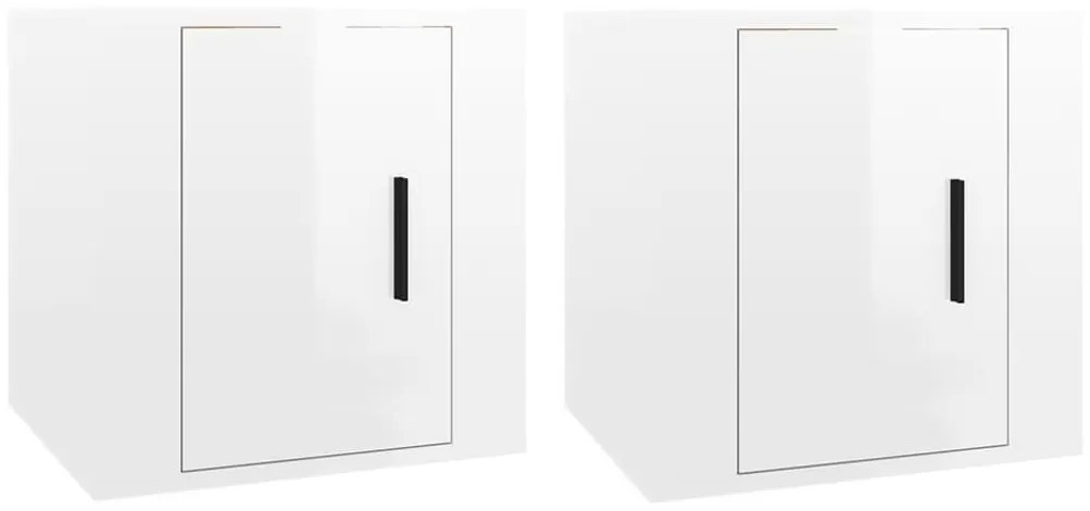 vidaXL Έπιπλα Τηλεόρασης Επιτοίχια 2 Τεμ. Γυαλ. Λευκό 40x34,5x40 εκ.