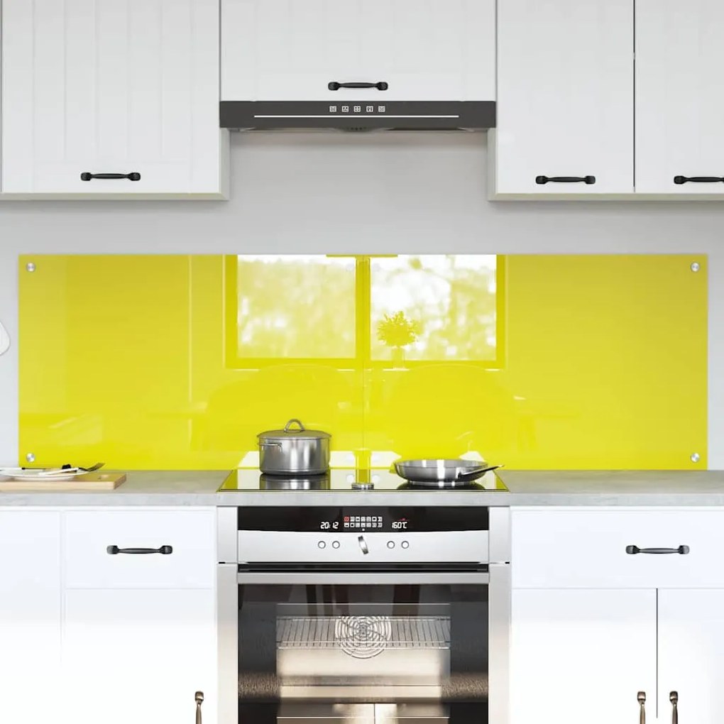 vidaXL Πίσω Πάνελ Κουζίνας 2 pcs Κίτρινο 80 x 50 cm σκληρυμένο γυαλί