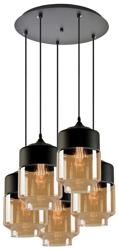 Φωτιστικό Οροφής  SE21-HN-18-30-5BL+ GABY Honey Glass Pendant+ - 51W - 100W - 77-8791