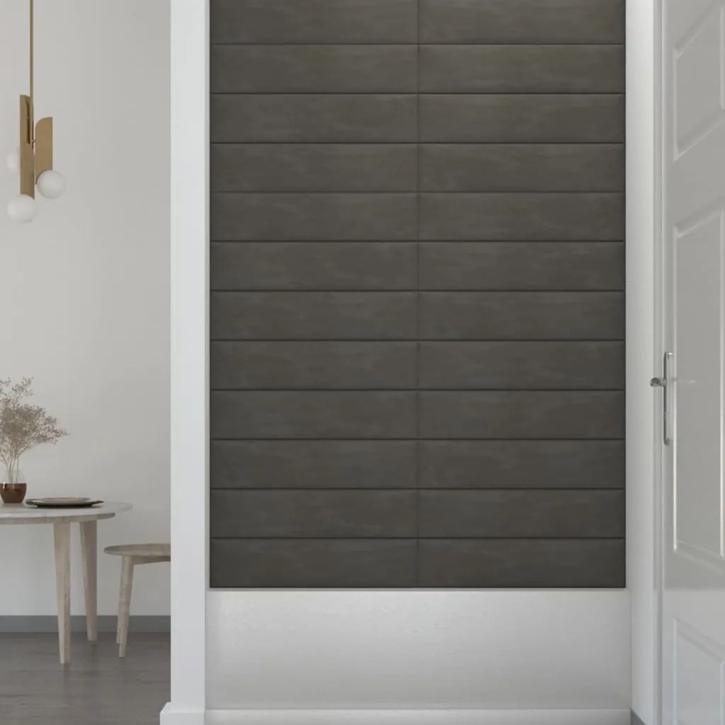 vidaXL Πάνελ Τοίχου 12 τεμ. Σκούρο Γκρι 60x15 εκ. 1,08 μ² Βελούδο